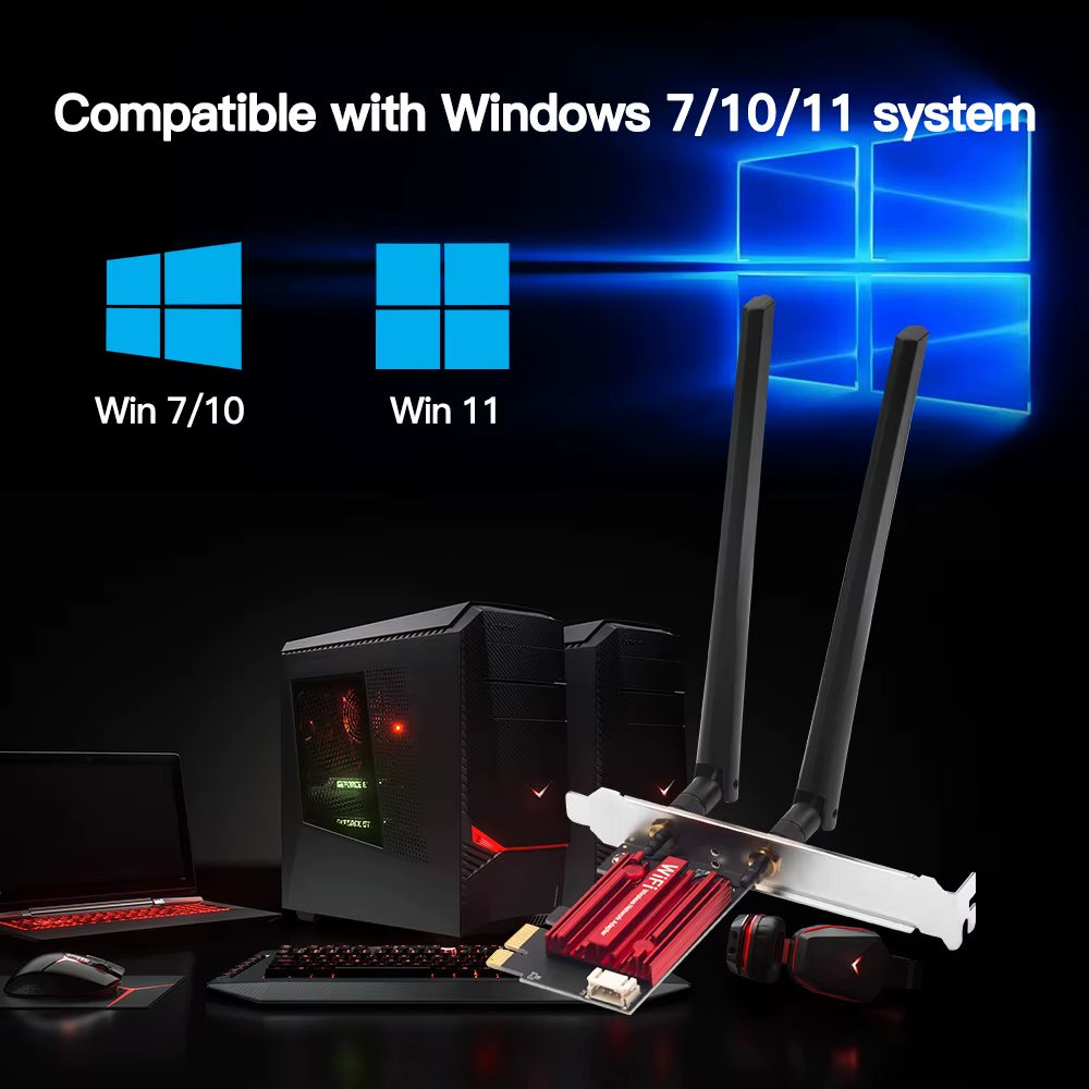 Wifi 5 PCI-E Wireless Adapter AC1200 Network Card Dual Band 2.4G/5Ghz 802.11AC for Bluetooth 4.0 Desktop Windows 7/8/10/11