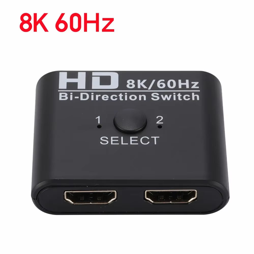 2 Ports Bi-Direction Hdmi-Compatible Video Switcher High Speed 8K 60Hz HDMI Splitter 2 in 1 Out HDMI Switch 1X2/2X1 HUB Adapter