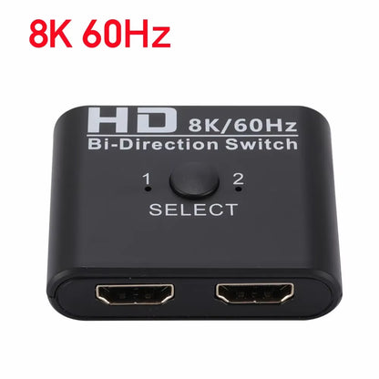 2 Ports Bi-Direction Hdmi-Compatible Video Switcher High Speed 8K 60Hz HDMI Splitter 2 in 1 Out HDMI Switch 1X2/2X1 HUB Adapter