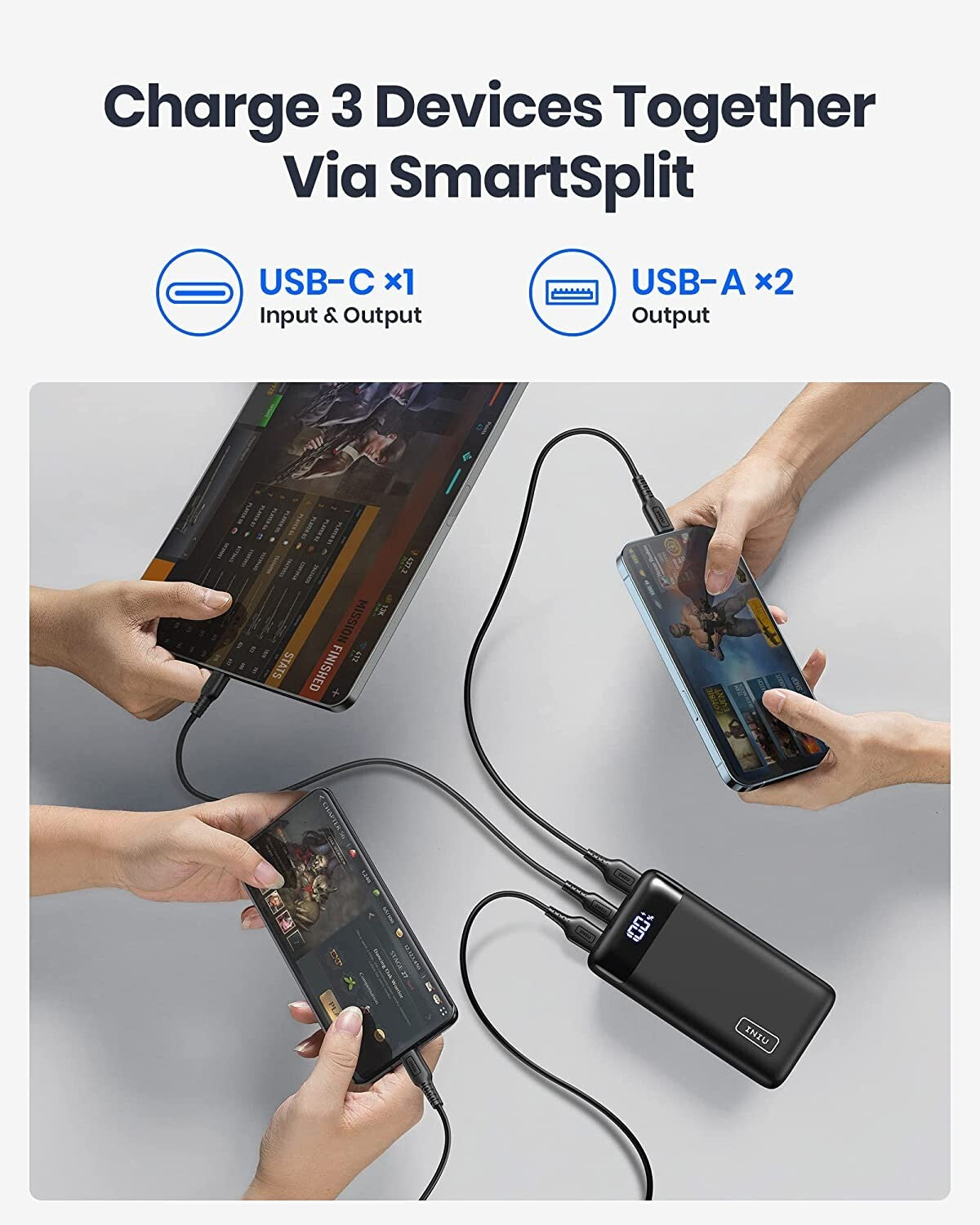 INIU Power Bank, 22.5W 20000Mah USB C in & Out Portable Charger Fast Charging, P