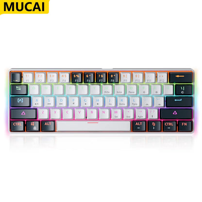 MK61 USB Gaming Mechanical Keyboard Red Switch RGB Backlit Hot Swappable 61 Keys Wired Detachable Cable