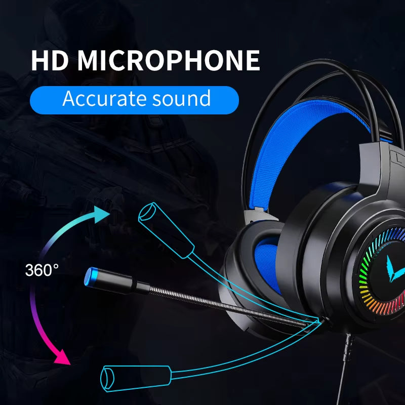 G58 G60 Gaming Headset 7.1 Stereo Svirtual Surround Bass Earphone Headphone with Mic LED Light for Computer PC Gamer Foldable