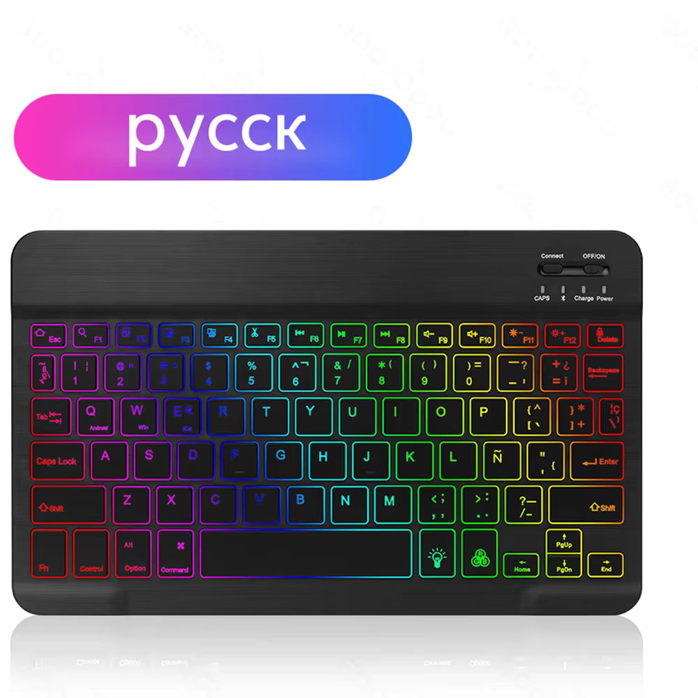 Backlit Backlight Bluetooth Keyboard Mouse for IOS Android Windows for Ipad Portuguese Keyboard Spanish Keyboard and Mouse