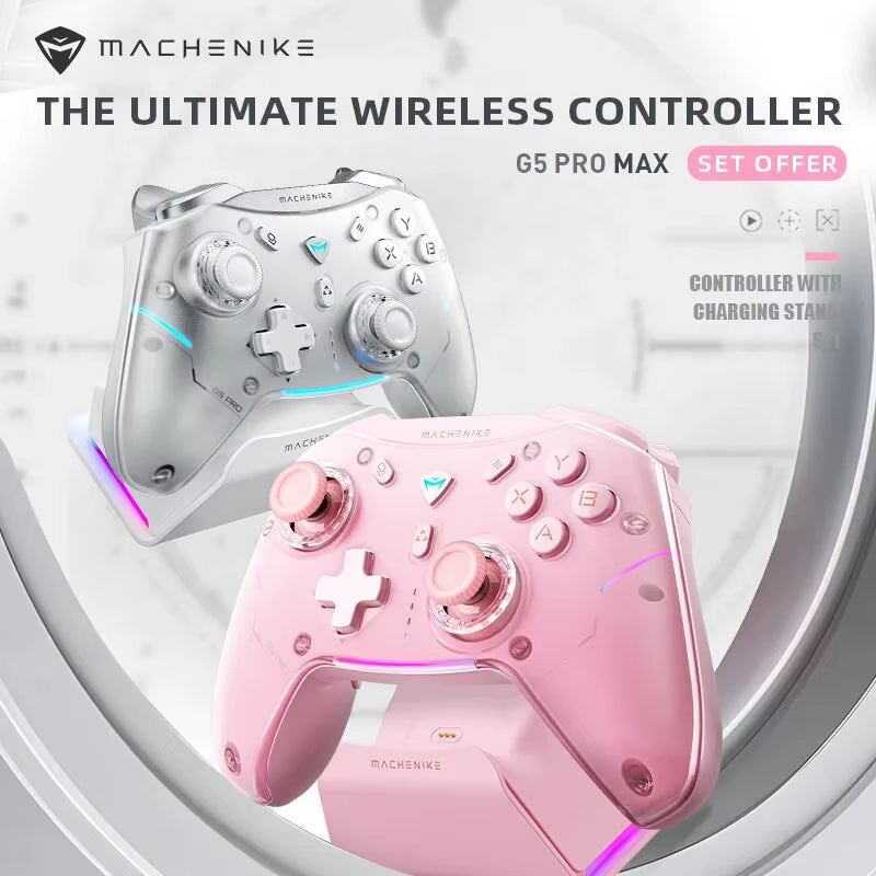 MACHENIKE G5Pro Max Gaming Controller with Charging Dock RGB Wireless Gamepad Hall Effect Joystick Trigger for Switch PC Phone
