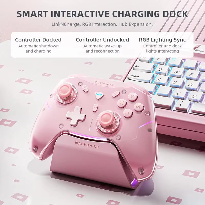 MACHENIKE G5Pro Max Gaming Controller with Charging Dock RGB Wireless Gamepad Hall Effect Joystick Trigger for Switch PC Phone