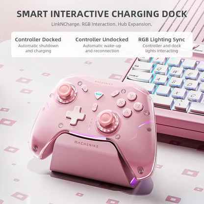 MACHENIKE G5Pro Max Gaming Controller with Charging Dock RGB Wireless Gamepad Hall Effect Joystick Trigger for Switch PC Phone