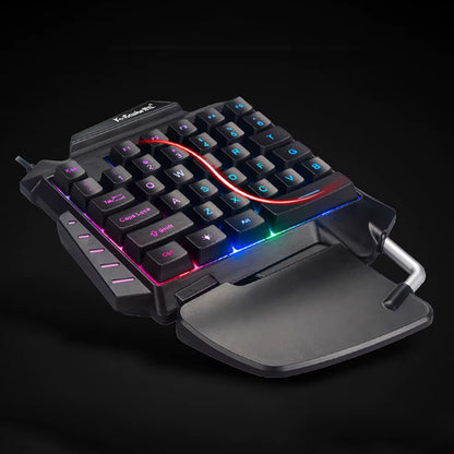 1 PCS Single-Handed Keyboard Ergonomic Robotic Led Backlit Wired Gaming Keyboard Portable Gaming Keypad