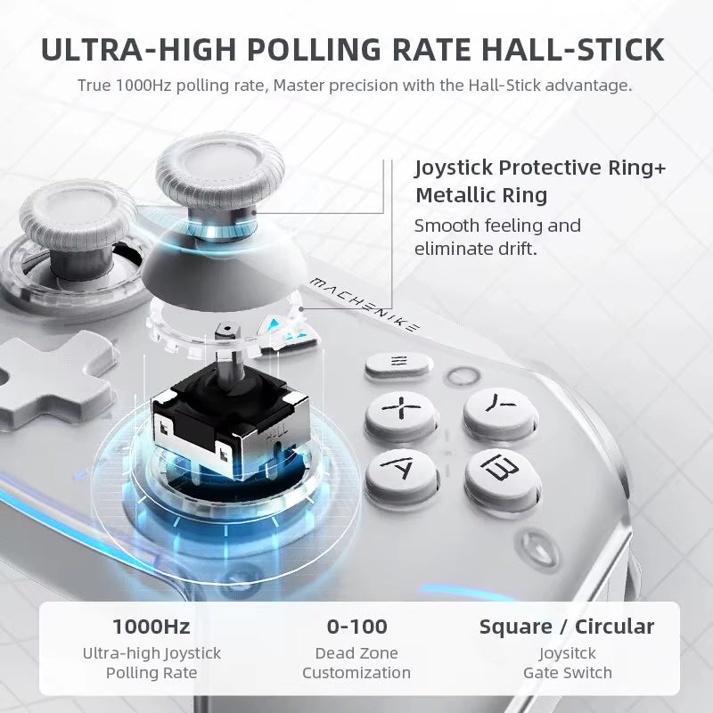 MACHENIKE G5Pro Max Gaming Controller with Charging Dock RGB Wireless Gamepad Hall Effect Joystick Trigger for Switch PC Phone