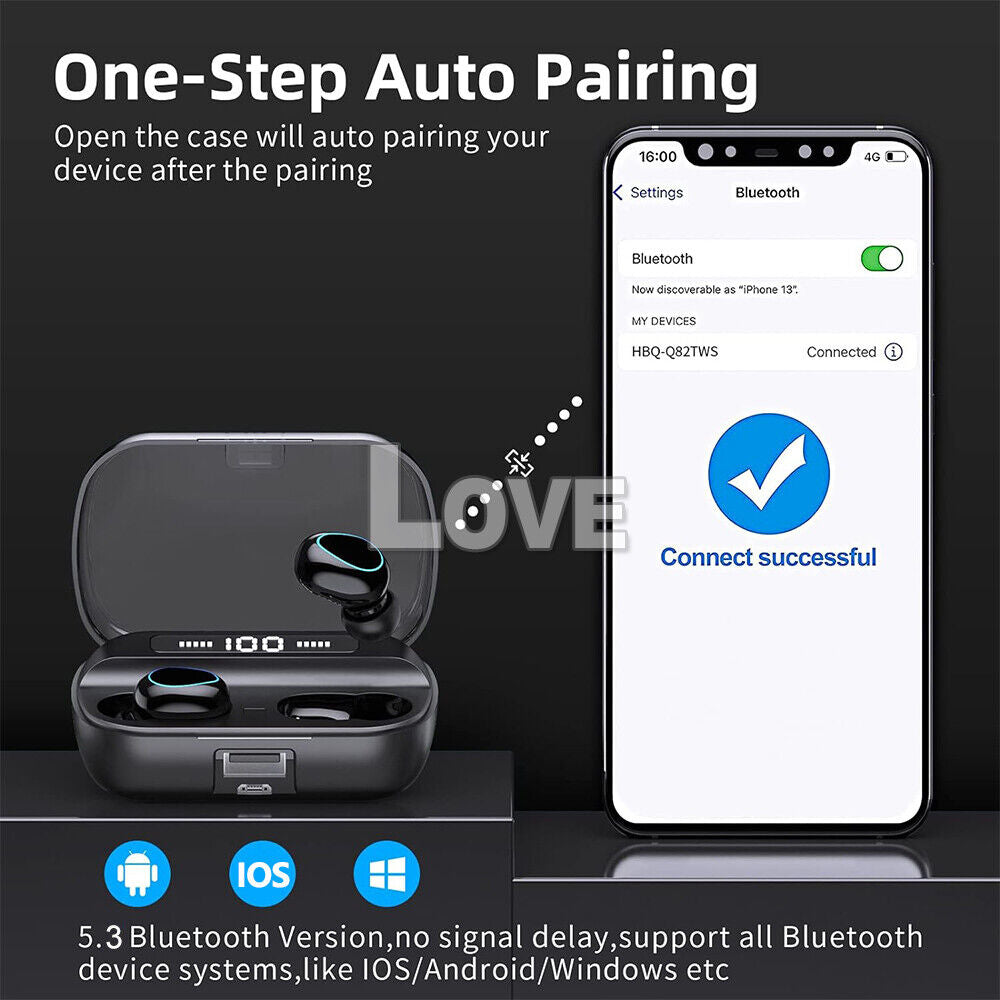 TWS Bluetooth 5.3 Wireless Earbuds Waterproof LED Display Earphones 2025