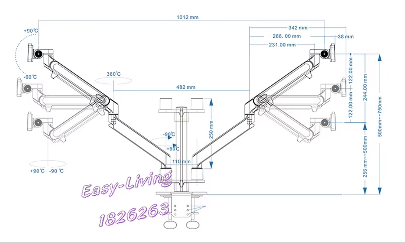 OL-2Z Desktop 17-32 Inch Dual Monitor Mount Arm Full Motion Aluminum Monitor Holder Gas Spring Arm Load 2-8Kgs Each