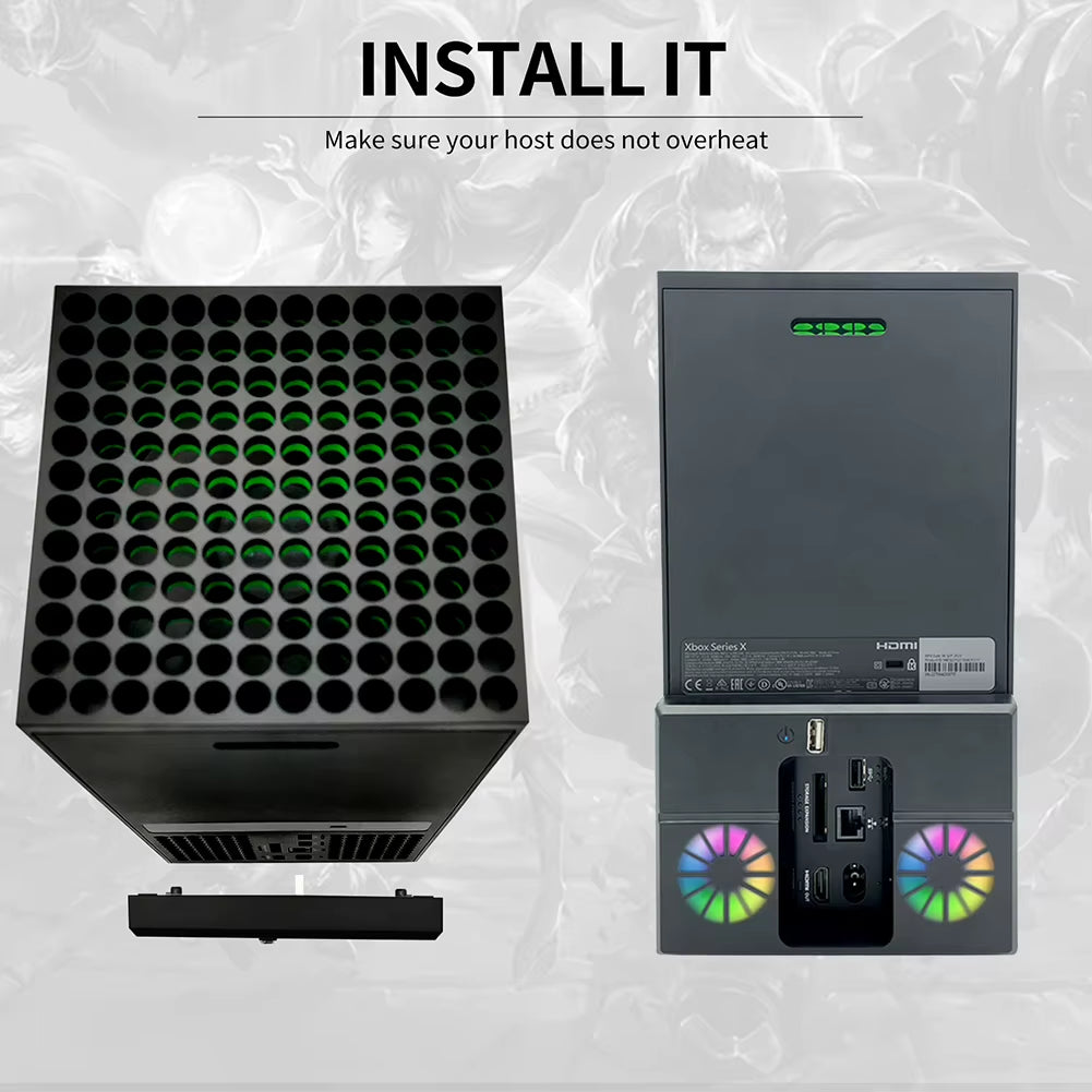 For Xbox Series X Console Cooling Fan Dock Station Vertical Stand with Dual Fans and USB Cooling Stand Cooling for Xbox Series X