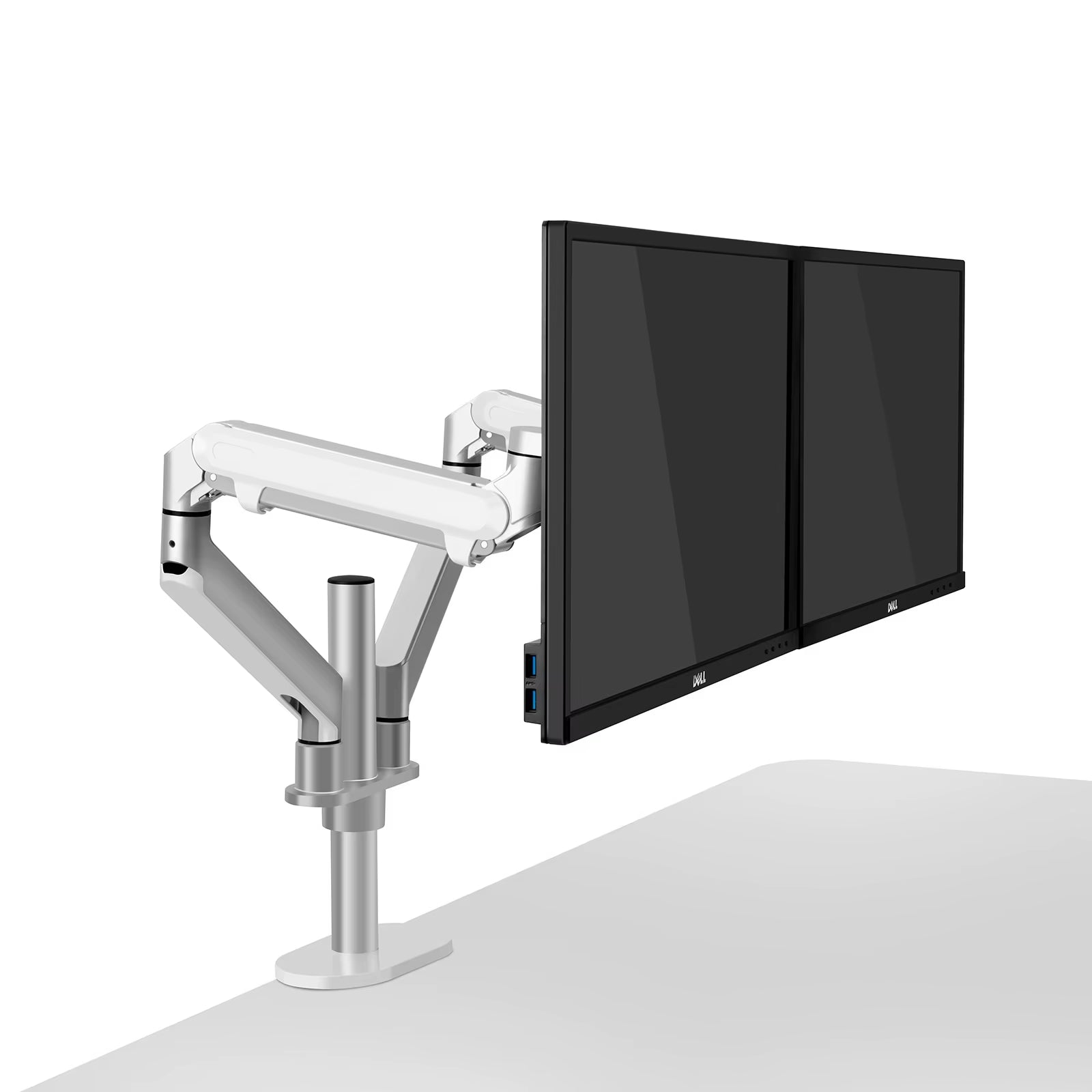 OL-2Z Desktop 17-32 Inch Dual Monitor Mount Arm Full Motion Aluminum Monitor Holder Gas Spring Arm Load 2-8Kgs Each