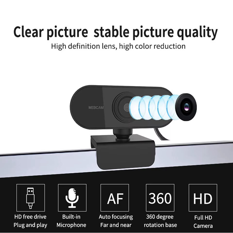 1080P HD Mini Webcam with Microphone, Usb Interface Supports Laptop Desktop Computer, Suitable for Live Video Call Conference