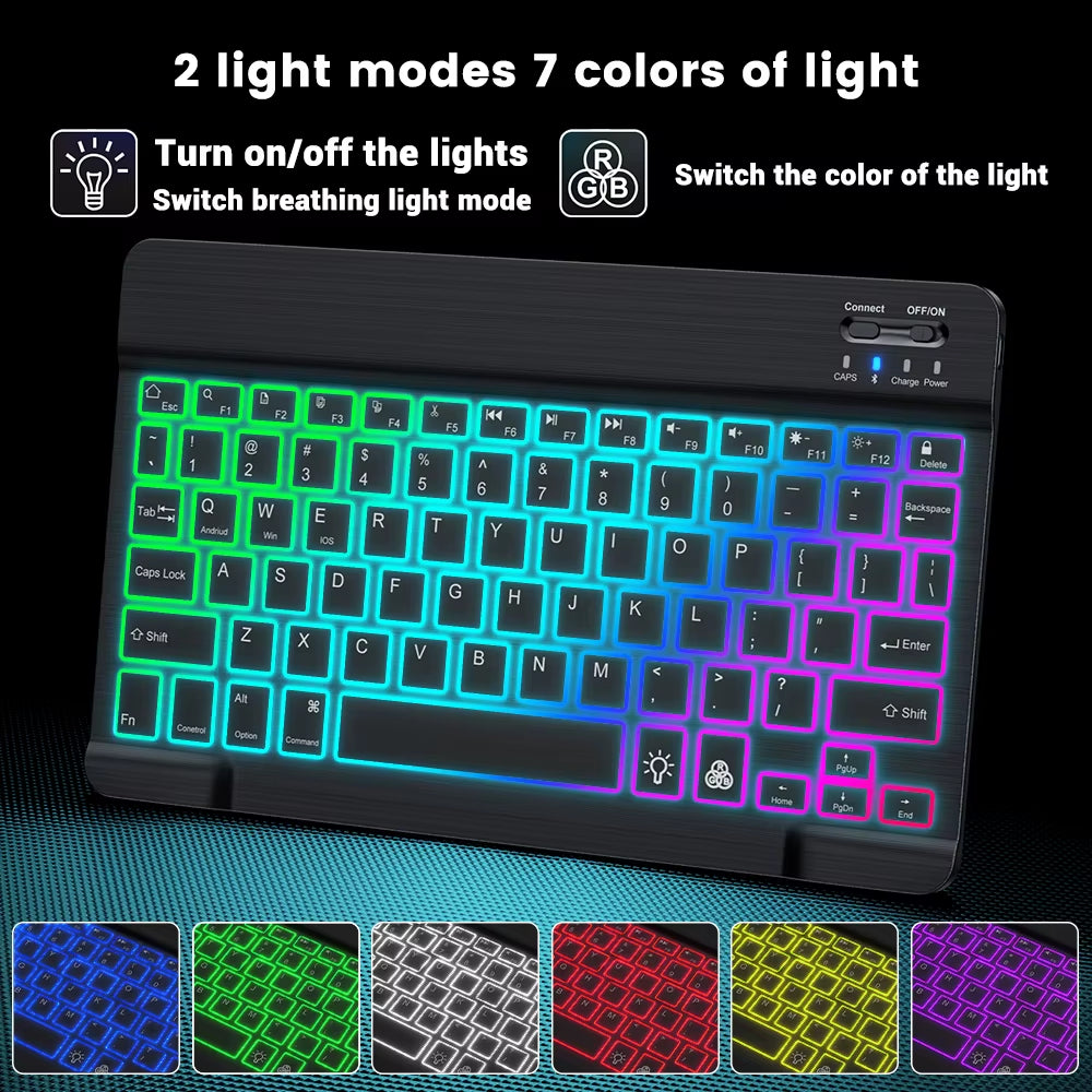 Backlit Backlight Bluetooth Keyboard Mouse for IOS Android Windows for Ipad Portuguese Keyboard Spanish Keyboard and Mouse